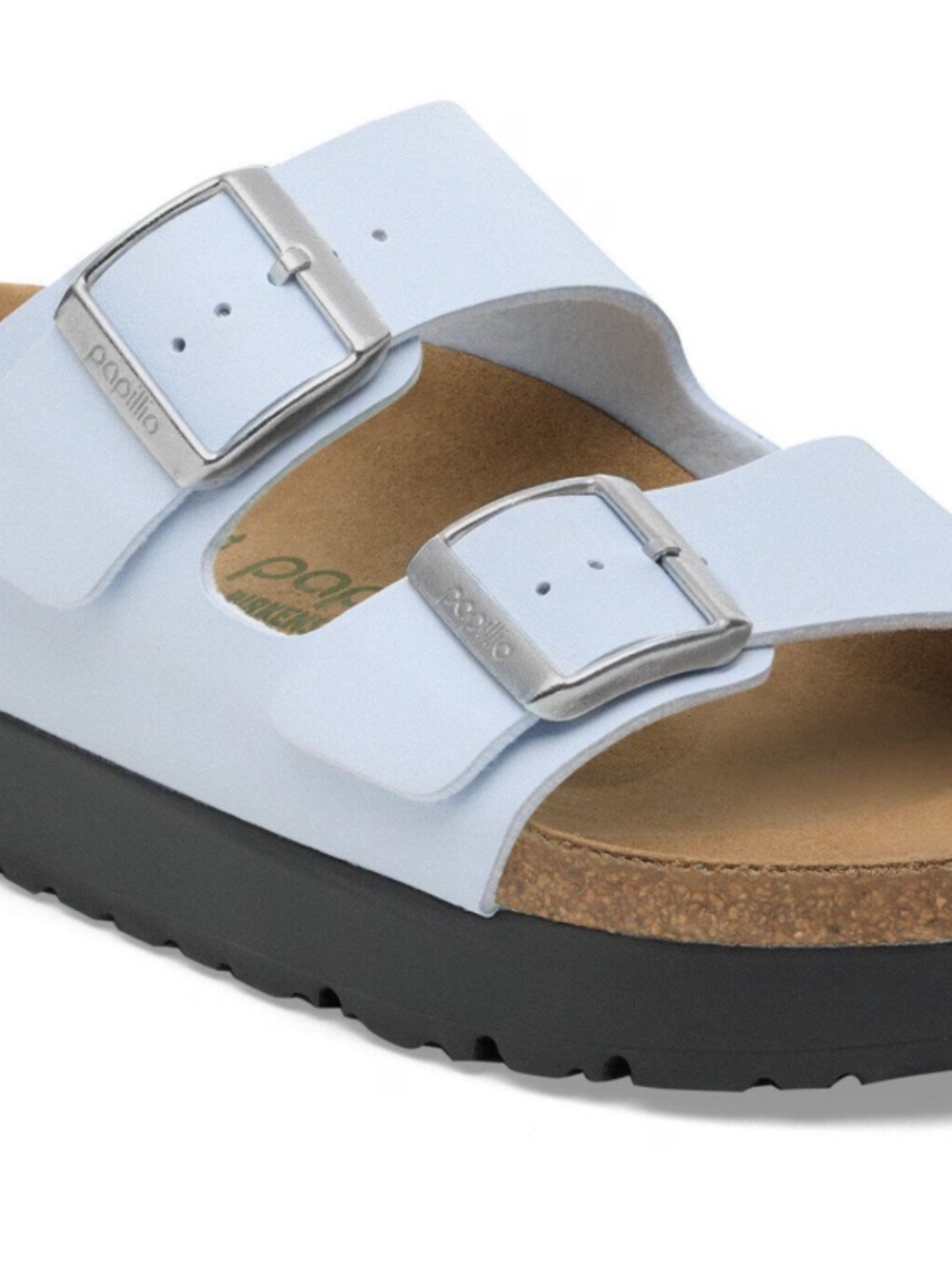 Papillio by BirkenstockTwo-Buckle Cork Footbed Sandal in baby blue size 40